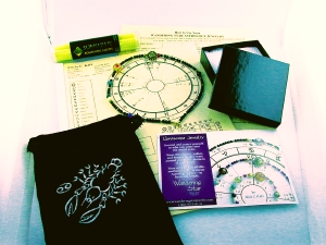 Custom Horoscope Jewelry, astrology reading, glossy box, instructions, velvet bag, polishing cloth