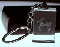 Aries 3-D Laser Crystal Keychain