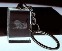 Leo 3-D Laser Crystal Keychain